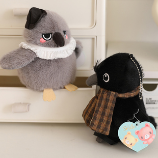 新款磁吸站肩小鸟公仔趴在肩膀上的玩偶仿真鹦鹉乌鸦鸽子毛绒玩具