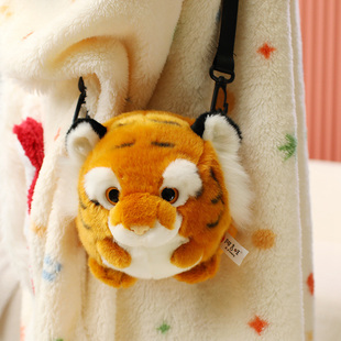 仿真老虎头动物斜挎包玩偶可爱毛绒背包儿童生日礼物卡通单肩包女