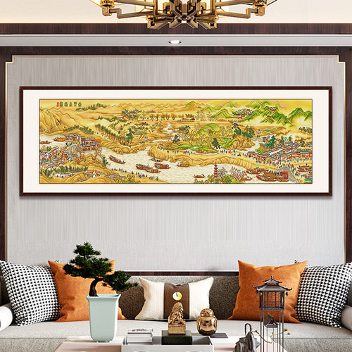 皇室蒙娜丽莎十字绣康熙南巡图客厅大气山水风景名画手工自己绣