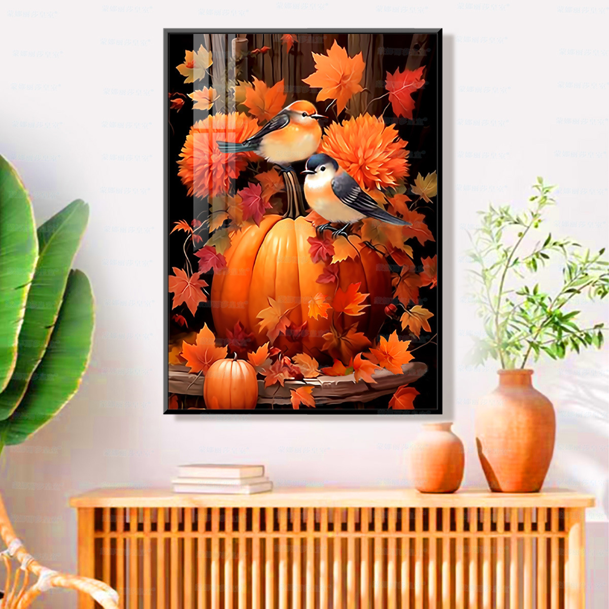 蒙娜丽莎皇室十字绣南瓜鸟-依恋新款简约唯美可爱装饰画手工线绣