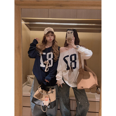 Yukiss【春日限定！显瘦/斜肩软糯慵懒感针织衫上衣】