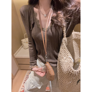 纯欲嗲嗲 两件套 蕾丝花边吊带 套装 针织开衫 Yukiss