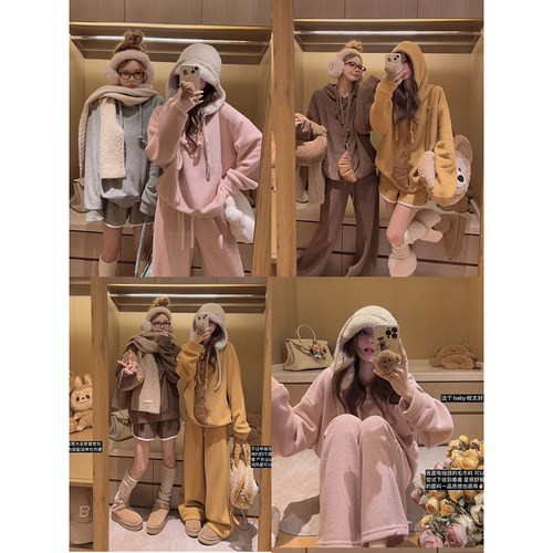 Yukiss【双版本/毛巾绒套装！套头卫衣+卫裤/短裤】