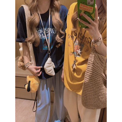 Yukiss【显白色！轻薄透气雪花麻棉料/印花短袖T恤】