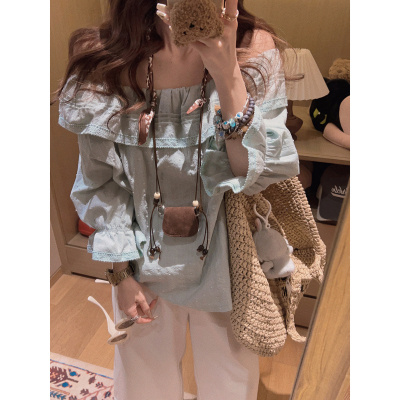 Yukiss【du家原创！领口三穿/荷叶边一字肩小衫娃娃衫】