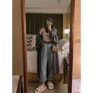 外套秋 针织毛衣女复古高级感宽松显瘦开衫 Yukiss 灰色慵懒风长款