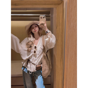 蕾丝边抽绳收腰荷叶边上衣 Yukiss 少女感 法式 原创