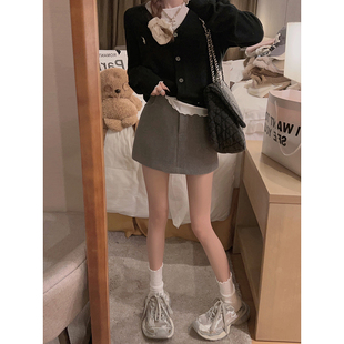 料显比例短裙 Yukiss 复合西装 洋气灰色 wan能搭