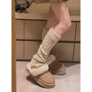 羊毛麻花袜套中高筒堆堆袜 Yukiss 可调节长度