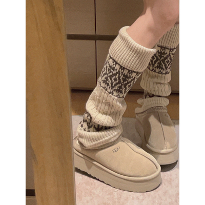 Yukiss【复古费尔岛雪地靴袜套/羊毛堆堆袜腿套～】