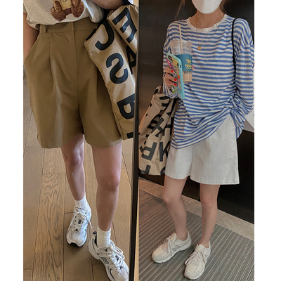 高腰a字西装短裤女五分
