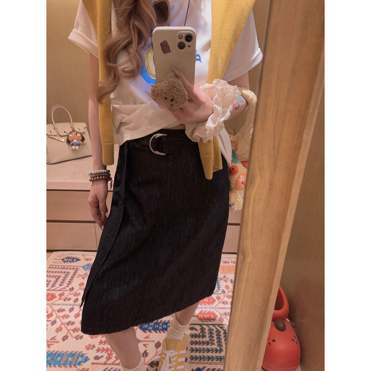 Yukiss【原牛色！遮胯+藏肉！中长款显瘦牛仔半身裙～】