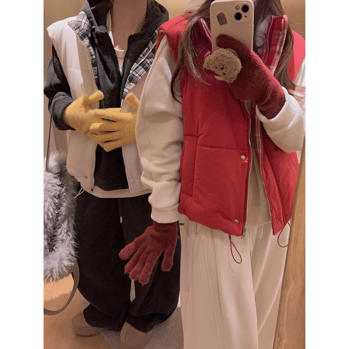 Yukiss【du家原创正反两面穿/格纹立领棉服马甲～】