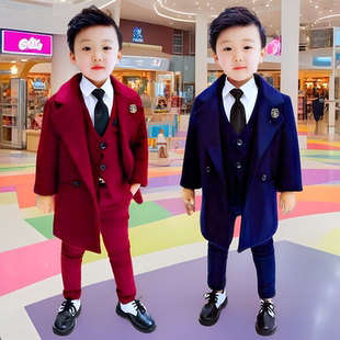 秋冬装儿童呢子外套小西装套装周岁男宝宝礼服西服主持人婚礼礼服