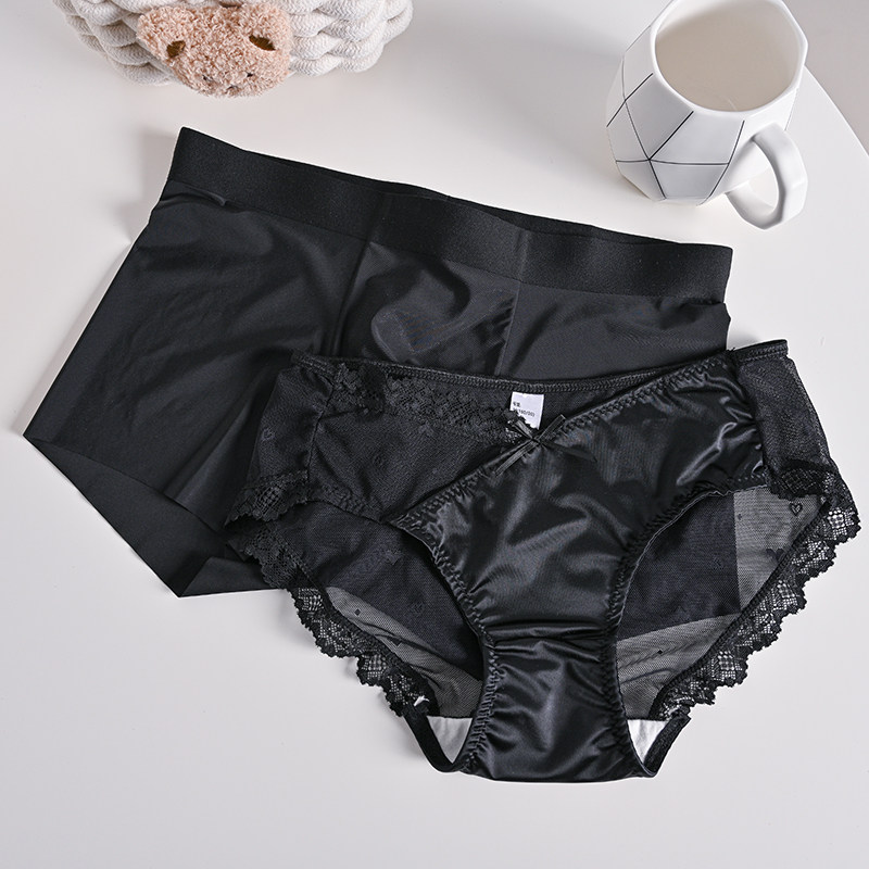 黑色冰丝夏~情侣内裤一男一女性感网纱透气2025新款夫妻内衣套装,女士内衣/男士内衣/家居服,女三角裤,淘宝优惠券,粉丝福利购,淘宝优惠卷