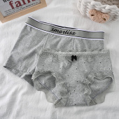 2026新款 纯棉一男一女中腰舒适日系甜美风三角裤 情侣内裤 气质灰