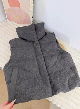 2025新款羽绒马甲女短款加厚保暖白鸭绒外套时尚洋气面包服