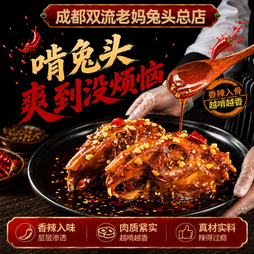 双流老妈兔头旗舰店麻辣兔头零食