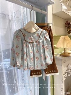 法洛莉品牌女童春秋法式风格长袖纯棉衬衫