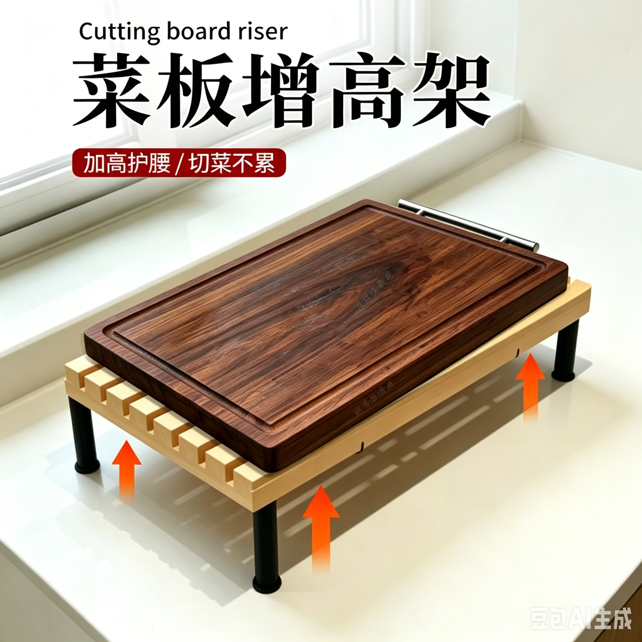 菜板增高架支架灶台菜板垫高架托架子切菜台桌菜板垫高底座可水洗