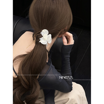 醋酸人鱼姬山茶花小蝴蝶结抓夹