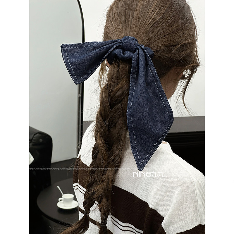 NINE九丨明星同款牛仔飘带发圈女2025新款扎头发马尾发绳发饰头绳,饰品/流行首饰/时尚饰品新,发饰,淘宝优惠券,粉丝福利购,淘宝优惠卷