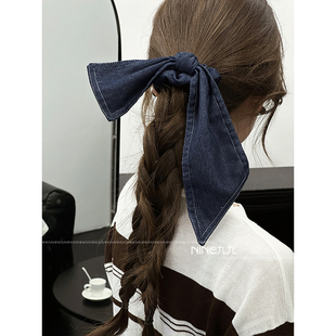 扎头发马尾发绳发饰头绳 牛仔飘带发圈女2025新款 NINE九 明星同款