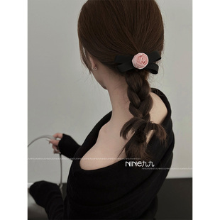 后脑勺抓夹网红韩版 浪漫花朵蝴蝶结发夹女款 气质发绳 法式 NINE九