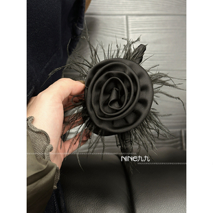 NINE九 高级感夹子发夹后脑勺鲨鱼夹大号 花朵羽毛抓夹女2025新款