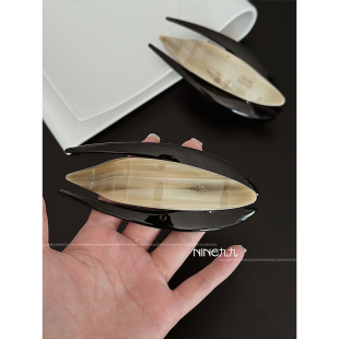 NINE九 慵懒燕尾夹醋酸高级感盘发一字夹鸭嘴夹少女大号抓夹 法式