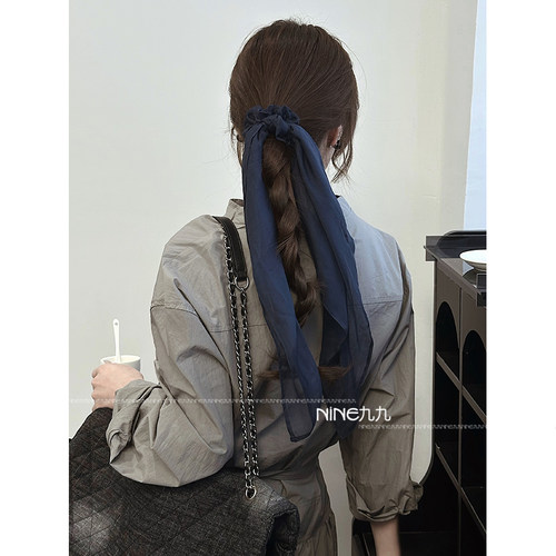 真丝蝴蝶结长飘带头绳
