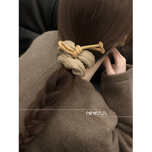 NINE九 绳结褶皱蓬蓬大肠发圈纯色百搭布艺发绳马尾大号皮筋 新款