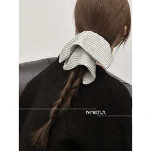 NINE九 韩系毛线针织方巾大肠发圈女超大号发饰头绳高级感发绳潮