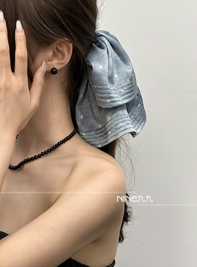 NINE九丨灰色波点大肠发圈女新款超大号裙摆发绳显脸小头绳发饰