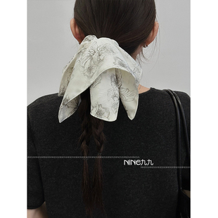 NINE九 加大号方巾发圈女低马尾发绳扎头发皮筋头绳 国风新中式