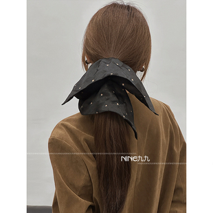 NINE九 方巾发圈 波点醋酸发圈头饰皮筋气质大肠发绳头绳网红同款