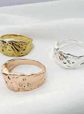 黄铜纹理戒指极简男女设计感ins