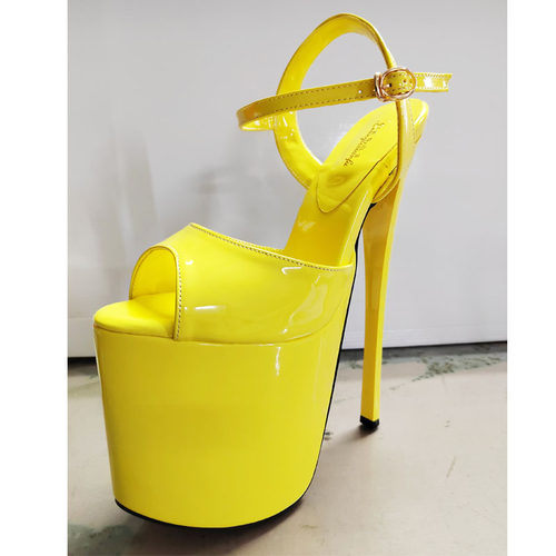 新款22cm大码恨天高糖果色凉鞋