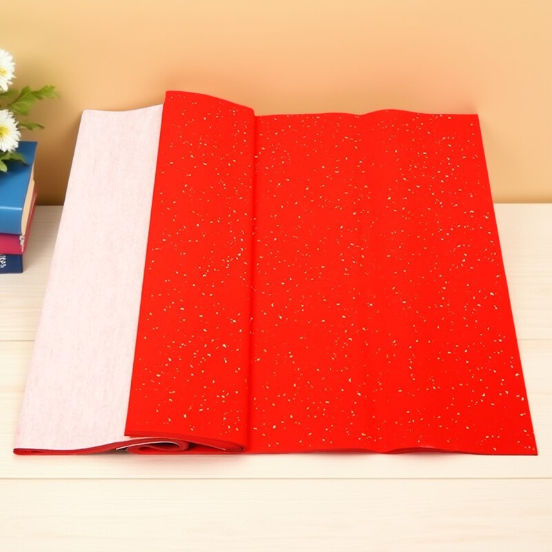 曹友泉手工四尺加厚万年红宣纸半生熟洒金毛笔作品纸春联对联蜡染