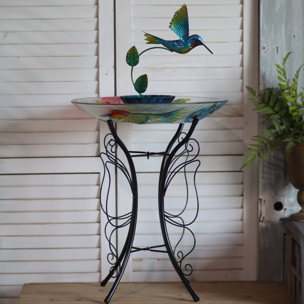 花园喂鸟器外贸手绘彩色玻璃