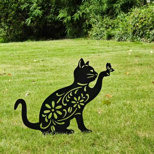 铁艺镂空猫咪庭院装饰插件