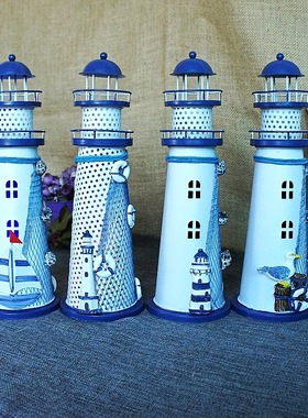 地中海风铁艺灯塔装饰摆件