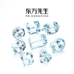 东方先生说珠宝 天然白海蓝宝石 绿柱石 天然宝石 18K 裸石定制