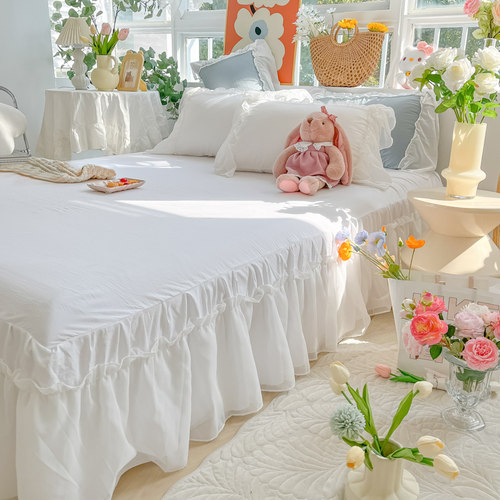 绵乐床裙单件防滑防尘小清新床套