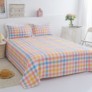水洗棉床单格子控被套四件套枕套抱枕腰枕芯餐桌布被单单件床品
