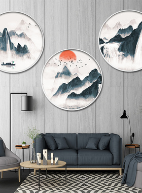 大气风沙发背景墙圆形客厅装饰画