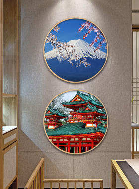 日式风圆形料理店餐厅挂件装饰画