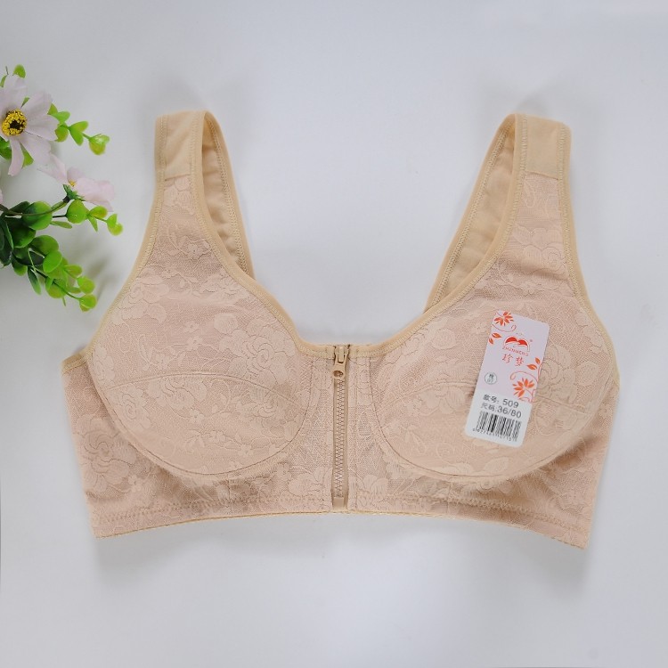 珍梦中老年棉质薄款无钢圈文胸拉链背心式运动内衣 509(欣0180)