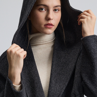 2024AW秋冬新款 连帽斗篷毛呢大衣外套女 羊毛 时髦精 Evourse