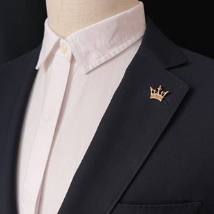 男士新款皇冠胸针男简约胸花复古徽章装饰高档西装领花衬衫领针